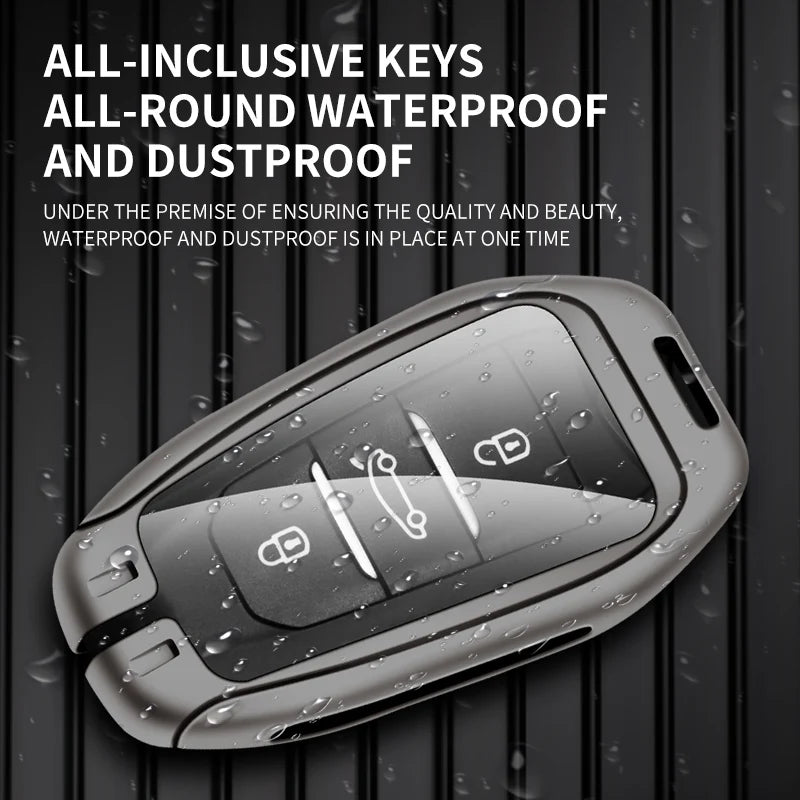 GPRGIT Zinc Alloy Car Remote Key Fob Case Full Cover Shell for Peugeot 2008 3008 4008 5008 308 408 508 Keyless Keychain
