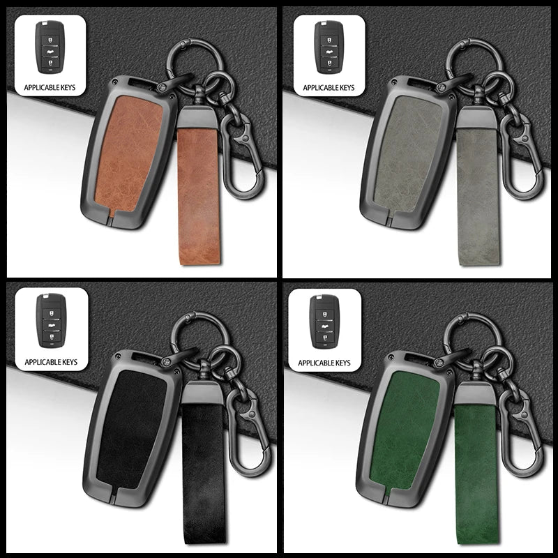 GPRGIT Zinc Alloy Car Key Case Cover for Changan CS75 CS15 Benni EV E-Star 2023 3 Buttons Leather