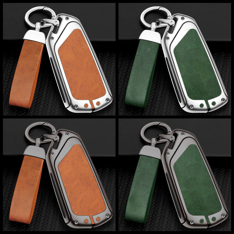 GPRGIT Metal Leather Key Case Cover for VW Volkswagen Golf 8 2020 Skoda Octavia A8 2021 SEAT Leon MK4 Key Fob