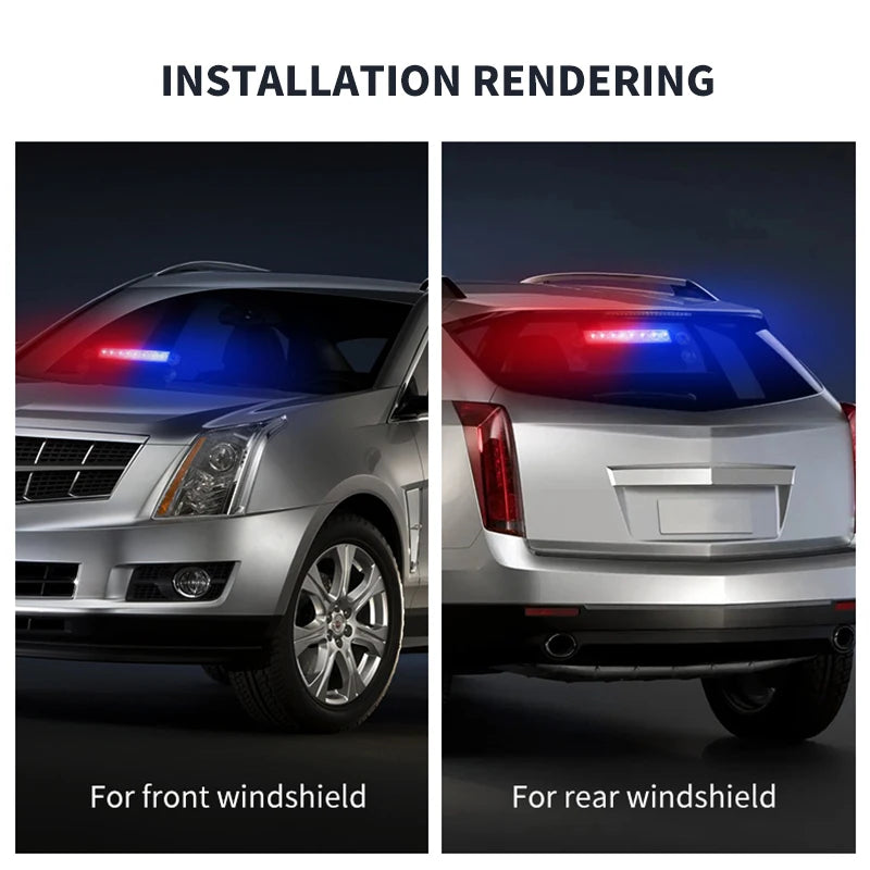 12V-24V Automotive LED Windshield Visor Light Car Emergency Flash Warning Dash Light Bar