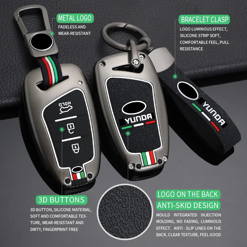 GPRGIT Zinc Alloy Smart Car Key Full Cover Case for Hyundai Santa Fe Sport Ix45 Equus Centennial Genesis G80 Grandeur Azera 2013-2016