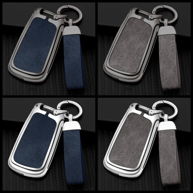 GPRGIT Metal Leather Car Key Case Cover for Audi A1 A3 A4 A5 A6 A7 Q3 Q5 S6 B6 B7 B8 C6 8P 8V 8L TT RS Custom Car Logo Accessories