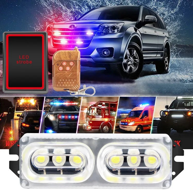 4-Piece LED Strobe Grille Light Strip Red/Blue with Remote, Model XA926B-4