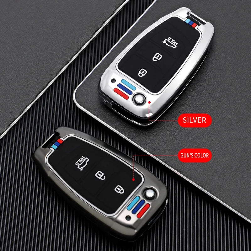 GPRGIT Zinc Alloy Car Flip Key Case Cover for Hyundai Elantra Solaris I35 I40 Sonata Santa Fe Verna Tucson Genesis Keyless Accessories