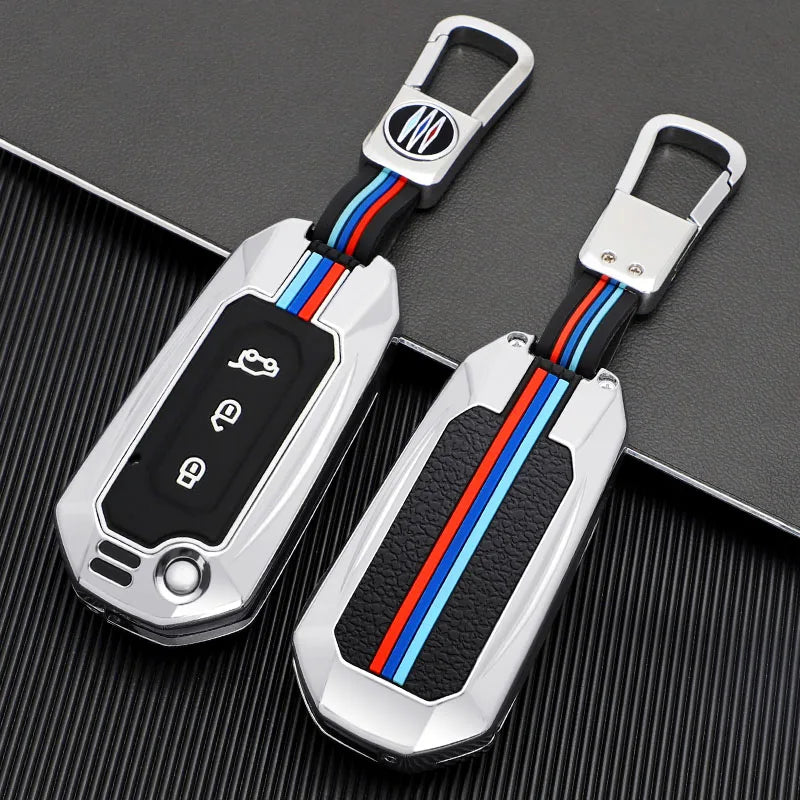 GPRGIT Car Folding Remote Key Protector Fob Accessories for Ford Mondeo Galaxy Focus S-Max C-Max Ranger Transit ST Metal Keychain