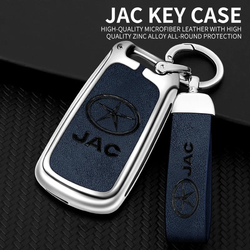 GPRGIT Flip Folding Zinc Alloy Leather Car Key Case Cover Shell for JAC JS2 S2 S3 S5 S7 T40 T50 Sei 3 2019 2021 A5 R3 Auto Accessories