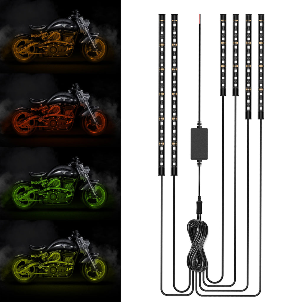 GPRGIT Motorcycle RGB LED Light Strip Kit Waterproof APP Remote Voice Control 12V CE