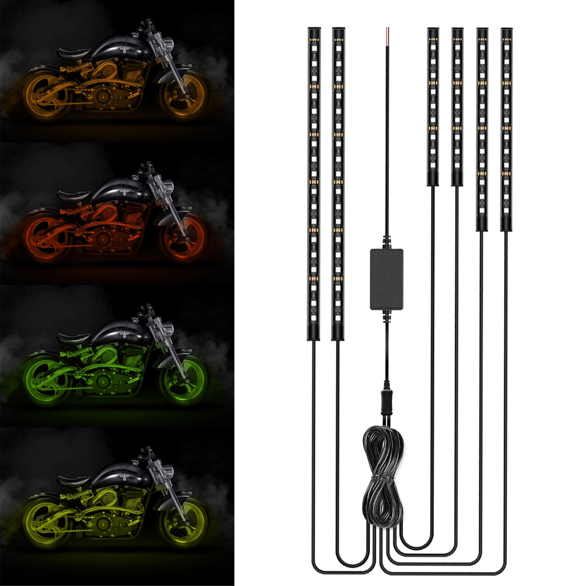 GPRGIT Motorcycle RGB LED Light Strip Kit Waterproof APP Remote Voice Control 12V CE