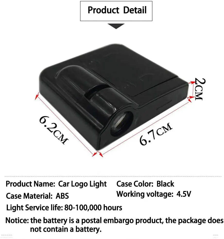 GPRGIT Wireless 3D Car Door Logo Projector Lights LED Car Door Welcome Logo Laser Projector Light