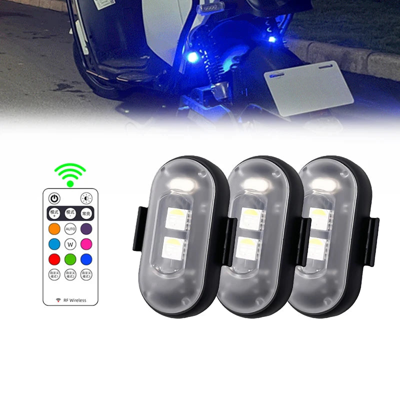 GPRGIT Universal LED Warning Strobe Light Mini Signal Light - 7 Colors - 3V, 5W, Remote Control, Vehicle/Bike/Motorcycle