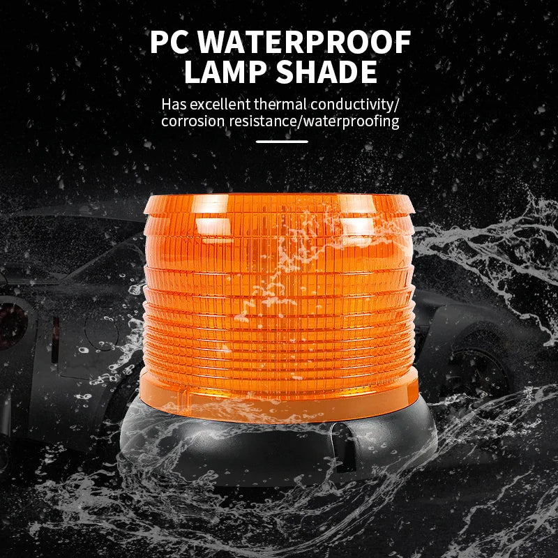 New School Bus Rotating Amber Beacon Light 80led Flashing Signal Lights Truck Van Strobe Warning Lamp