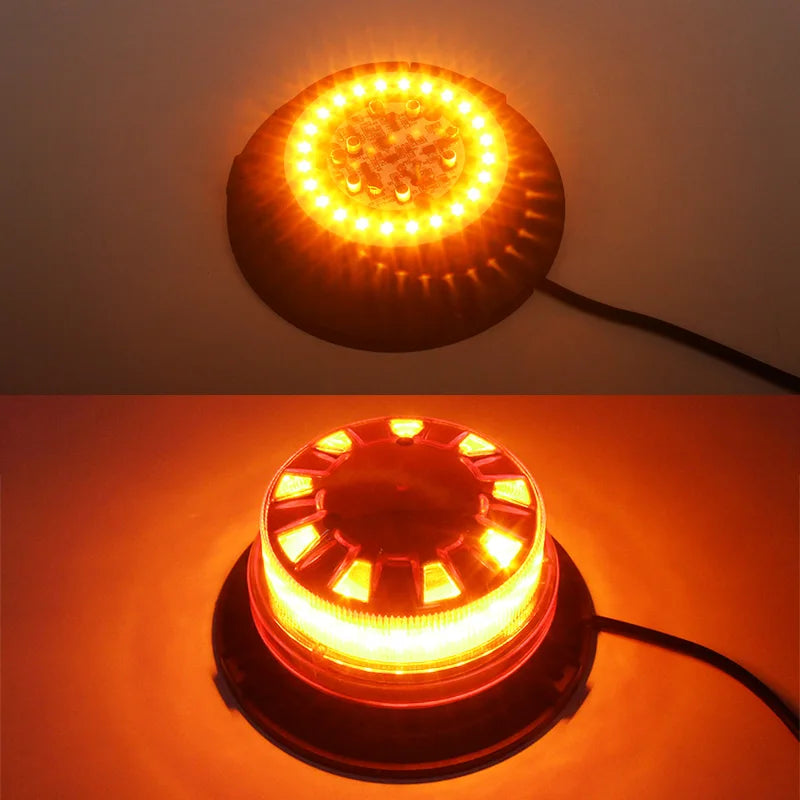 New 12V 24V LED Warning Strobe Light Magnet Flashing Beacon for Truck Trailer School Bus