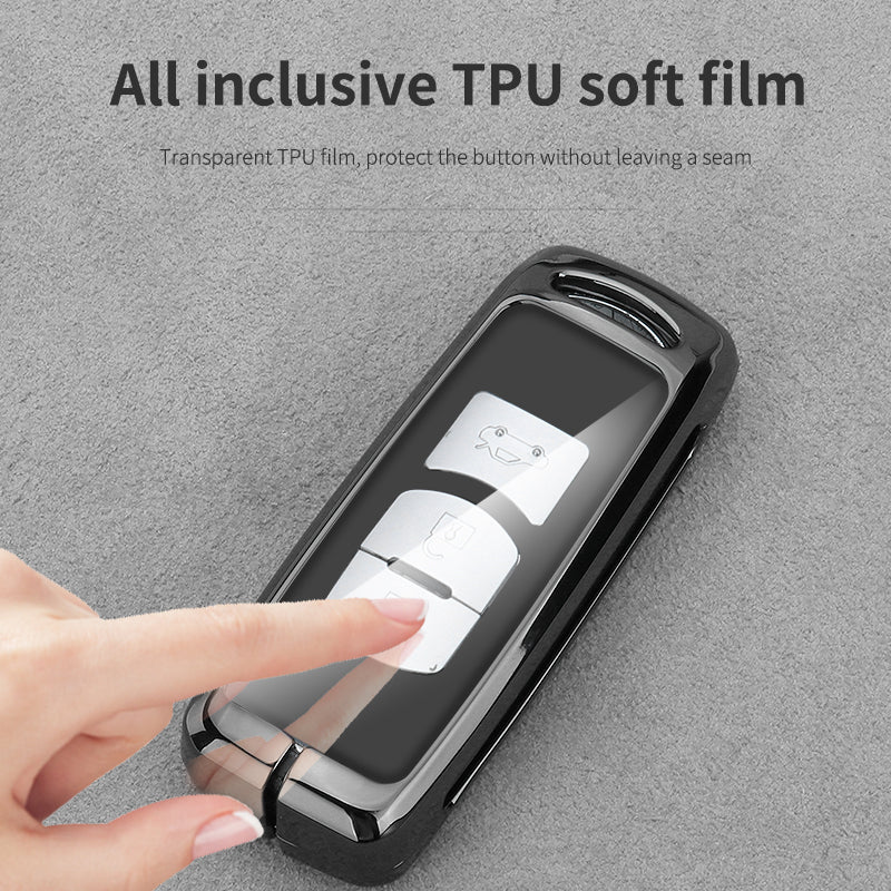 GPRGIT Carbon Fiber Car Logo Key Case for Mazda 2 3 6 Atenza Axela Demio CX-5 CX5 CX-3 CX7 CX-9 2015 2016 2017 2018 2019 Accessories