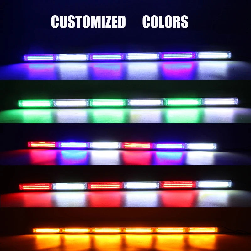 High Brightness Car Warning Light COB LED Strobe Light Bar Traffic Advisor Emergency Flashing Lights for Trucks Offroad