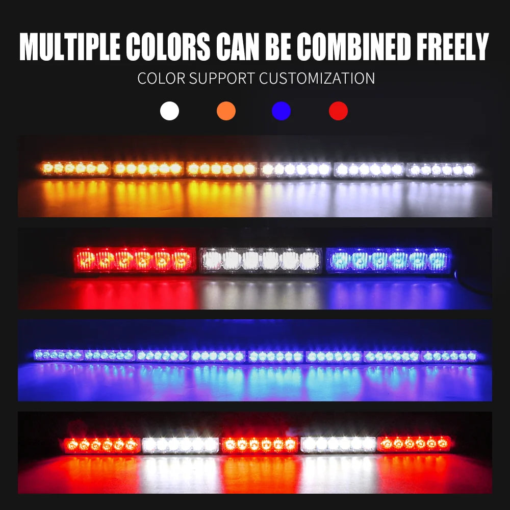Car LED Warning Light Bar Roof Top Flashing Strobe Light Bar Emergency Strobe Lamp for Truck Offroad