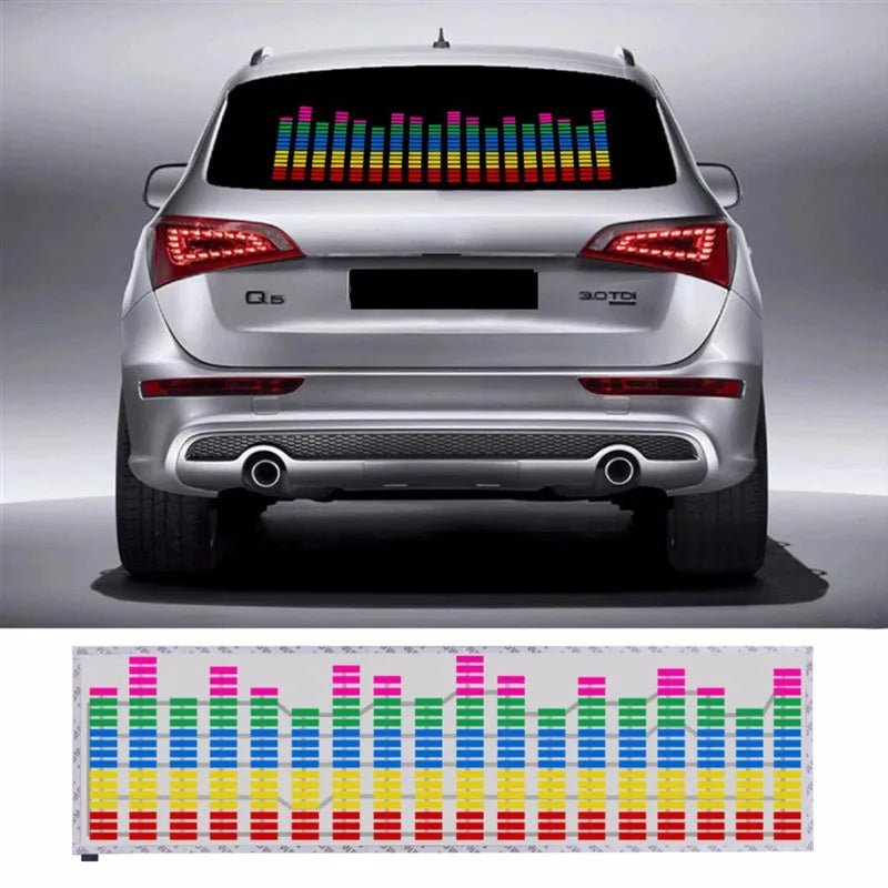 GPRGIT 12V 8W RGB Music Rhythm Flash Light 114x30cm Windshield LED for Universal Car