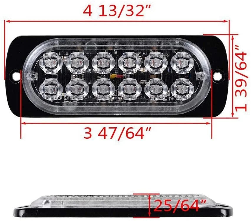 GPRGIT 12V 24V Safety Warning Side Light Surface Mount 12LED Super Slim LED Mini Strobe Light For Car Truck