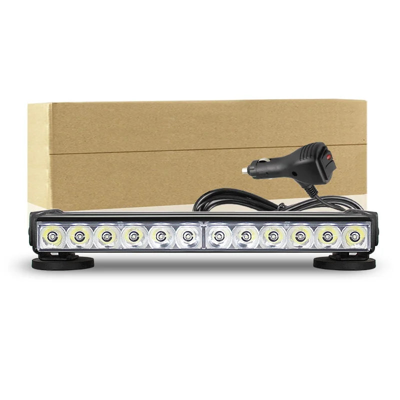 Auto LED Warning Work Double Light Bar 37cm 14.6in 2P 72W Car Truck Roof Grid Strobe DRL Flashing Emergency Lamp 12V 24V
