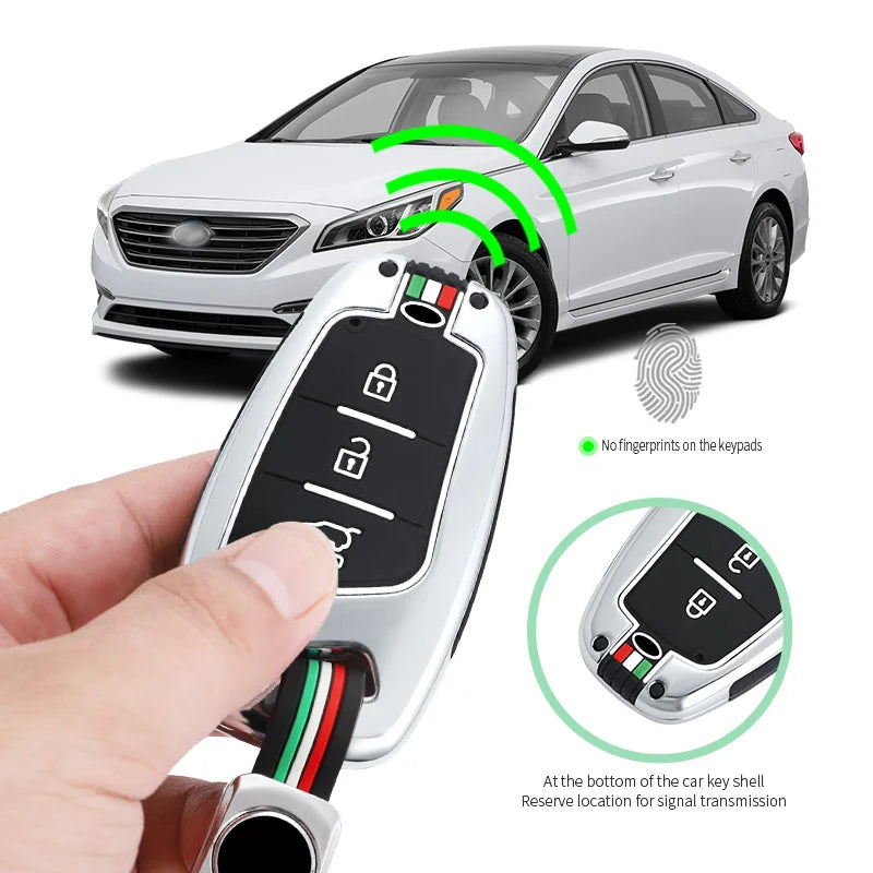 GPRGIT Zinc Alloy Smart Car Key Full Cover Case for Hyundai Santa Fe Sport Ix45 Equus Centennial Genesis G80 Grandeur Azera 2013-2016