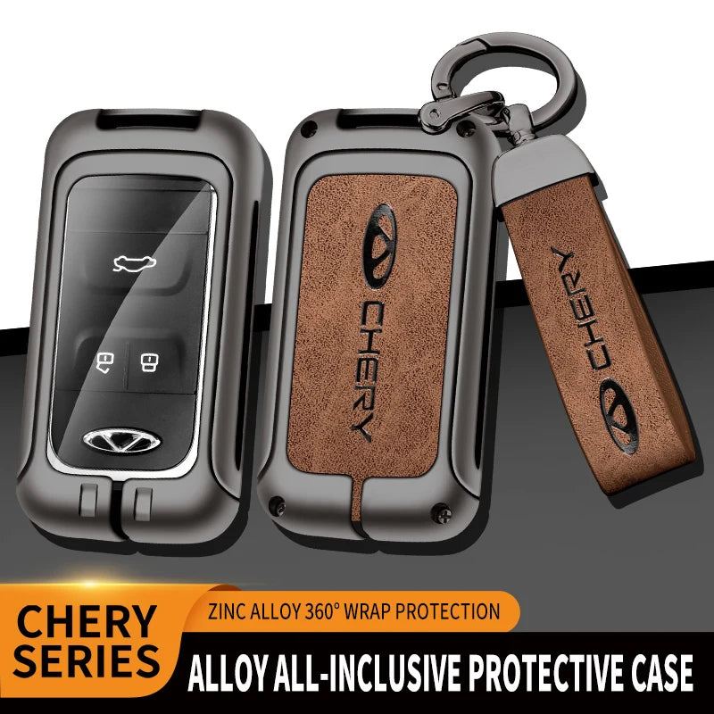 GPRGIT High Quality Zinc Alloy Leather Car Key Case Cover for Chery Tiggo 3 5X 4 8 Glx 7 2019 2020 Keyless Keychain Accessories