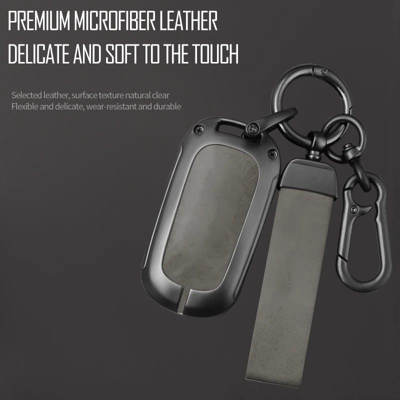 GPRGIT Leather Car Key Case Holder Fob for Honda Civic Accord HR-V CR-V CRV 2021 2022 2023 5 Buttons Keychain Accessories