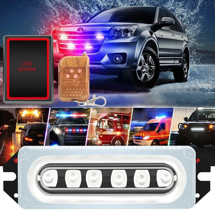 4-Piece LED Strobe Grille Light Strip Red/Blue with Remote, Model XA926S-4