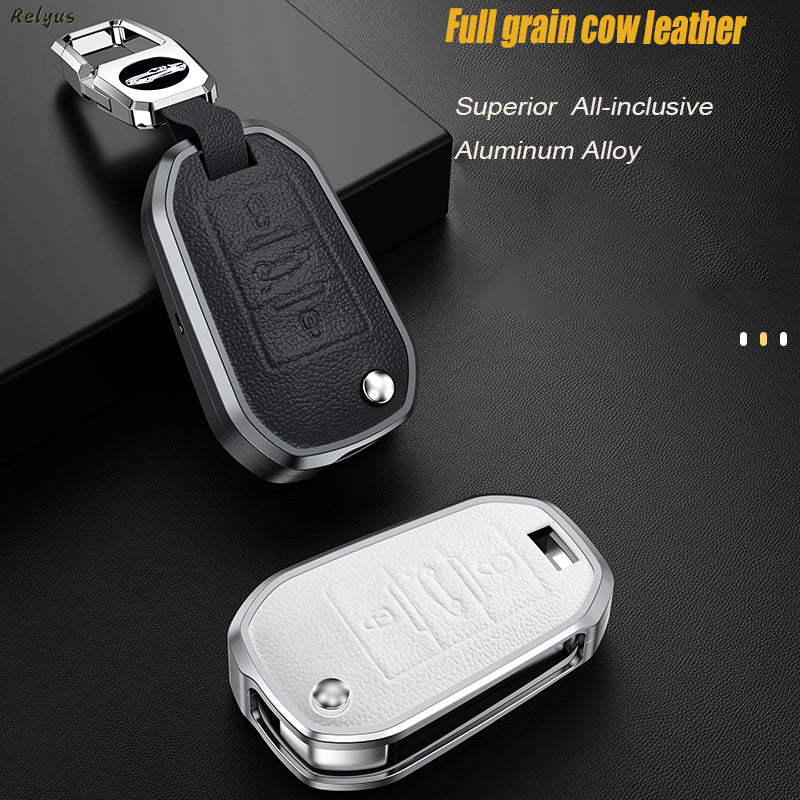 GPRGIT Aluminum Alloy+Leather Car Key Cover Case for Peugeot 3008 208 308 RCZ 508 408 2008 407 307 4008