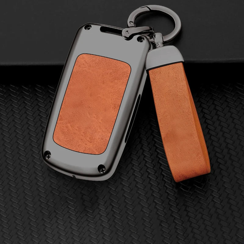 GPRGIT Metal Leather Car Logo Key Case for Toyota Camry Corolla RAV4 Highlander Avalon 2015-2017