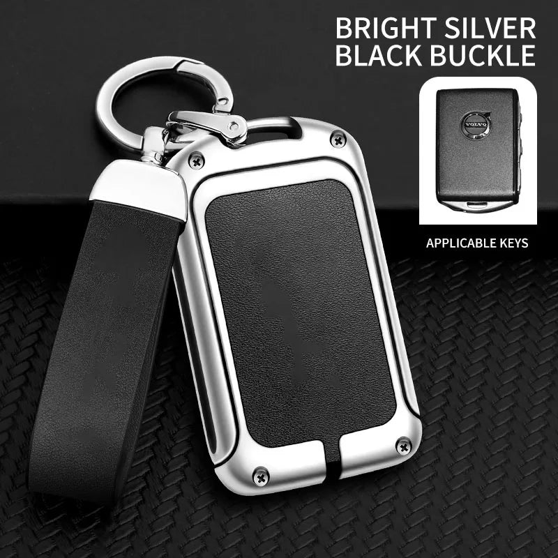 GPRGIT Zinc Alloy Leather Car Logo Key Case Cover Shell for Volvo S90 S60 XC60 XC40 V60 V90 Key Protector Fob Auto Accessories