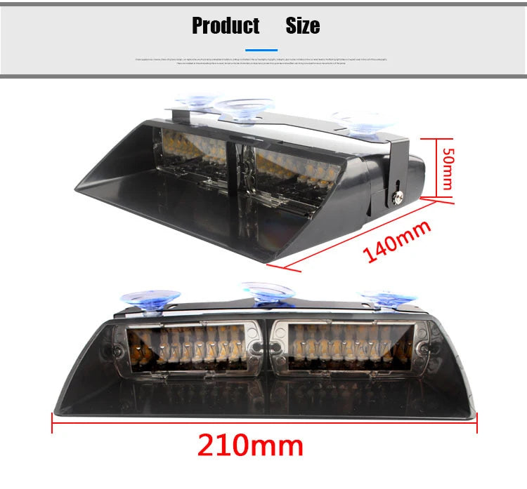 Automotive LED Warning Light Windshield Flashing Dash Light Emergency Strobe Light for Engineering Vehicles Trucks