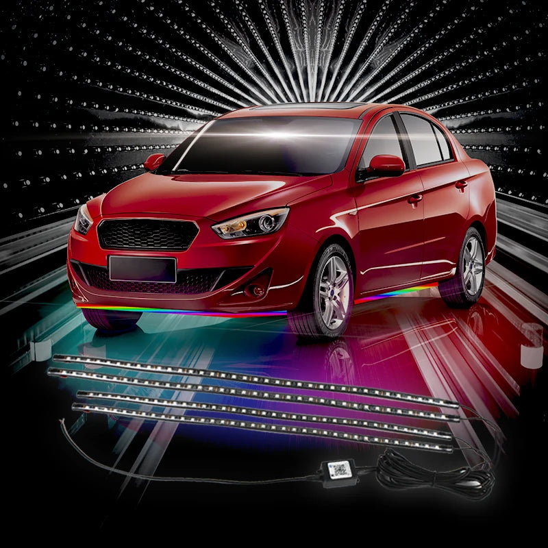 GPRGIT Car Exterior Decorative RGB Strip Light Atmosphere Lamp - Chassis Lights - 12-24V, 12W, SMD LED, APP Control, Aluminum Cover