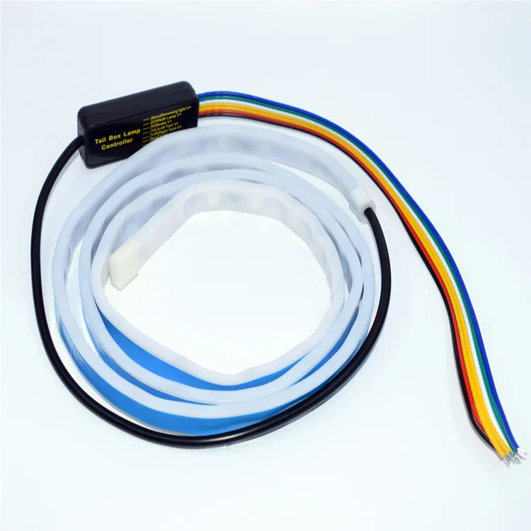 GPRGIT 120CM 150CM 12V Ice Blue RGB Flexible Turn Signal Lamp Car LED Tail Rear Light Strip for Car Trunk