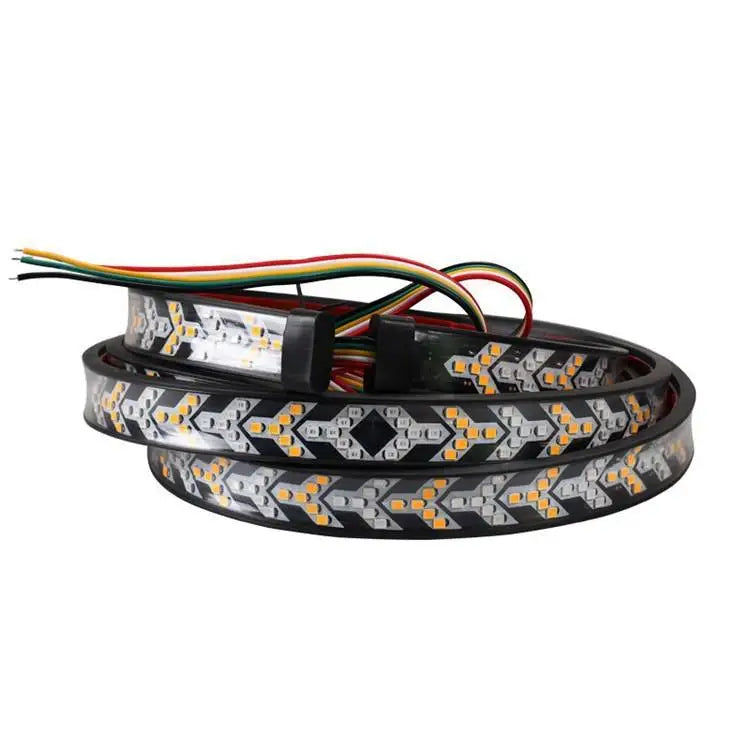 GPRGIT 12V-24V 1m 1.2m 1.5m 2m 2.4m Car Brake Turn Flexible LED Dual Rear Flash Red Truck Signal Tail Running Lamp Strip Warning Lights