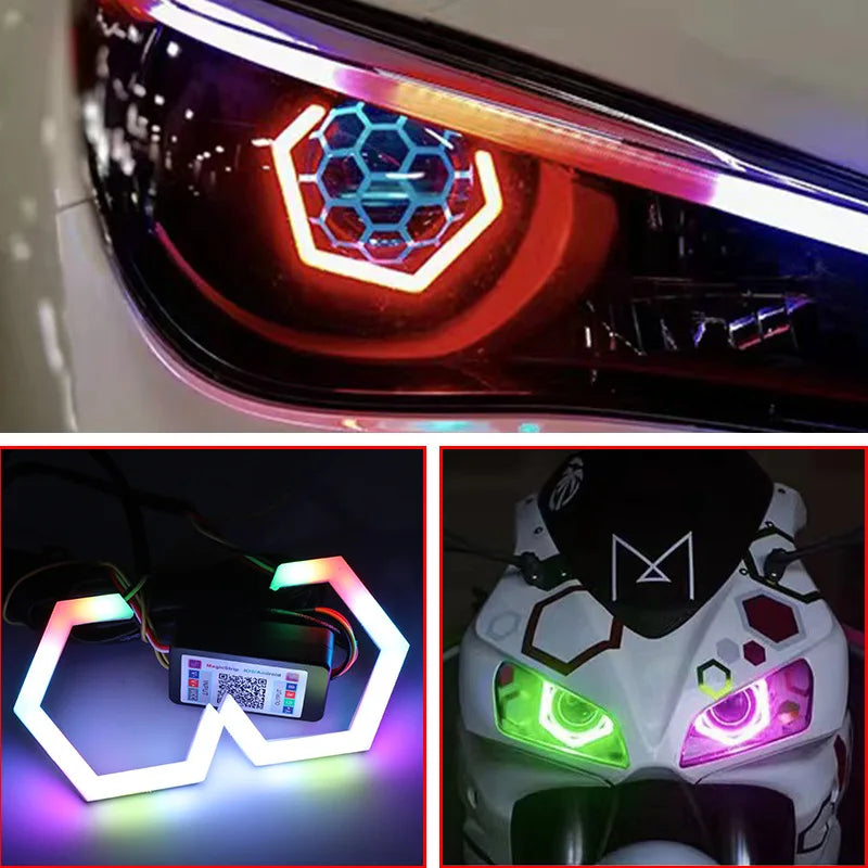 GPRGIT 70/80/90mm RGB LED Angel Eyes Halo Rings - Projector Lens Shroud Covers for BMW