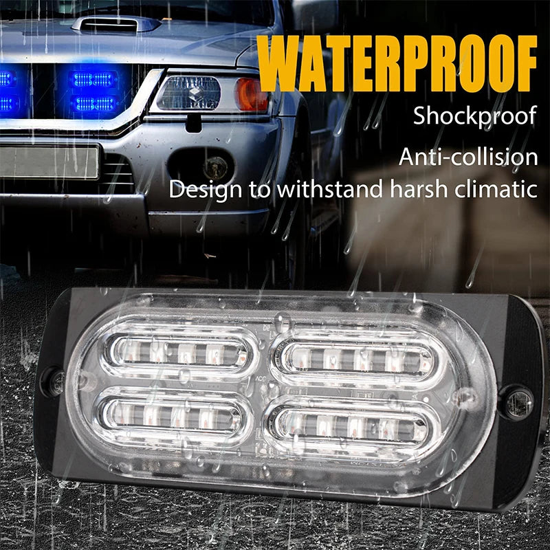 GPRGIT Automotive 12V 24V LED Strobe Light Bar - Grille Marker Beacon - 12-24V, 12W, Spot Beam, IP67, CE/ROHS