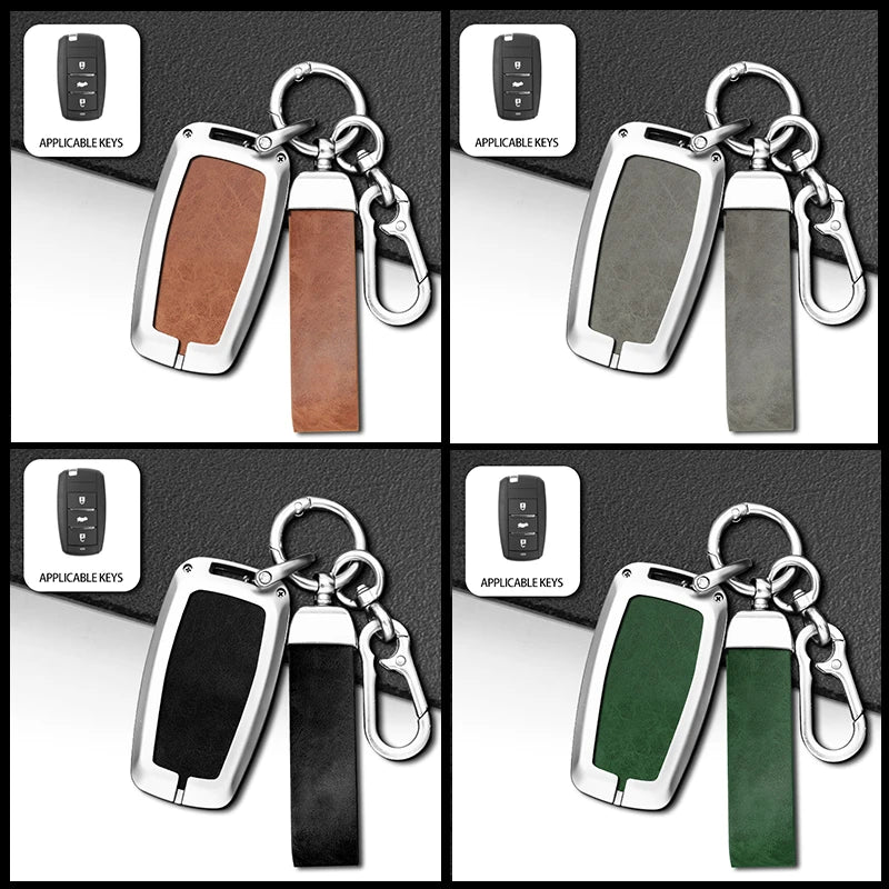 GPRGIT Zinc Alloy Car Key Case Cover for Changan CS75 CS15 Benni EV E-Star 2023 3 Buttons Leather