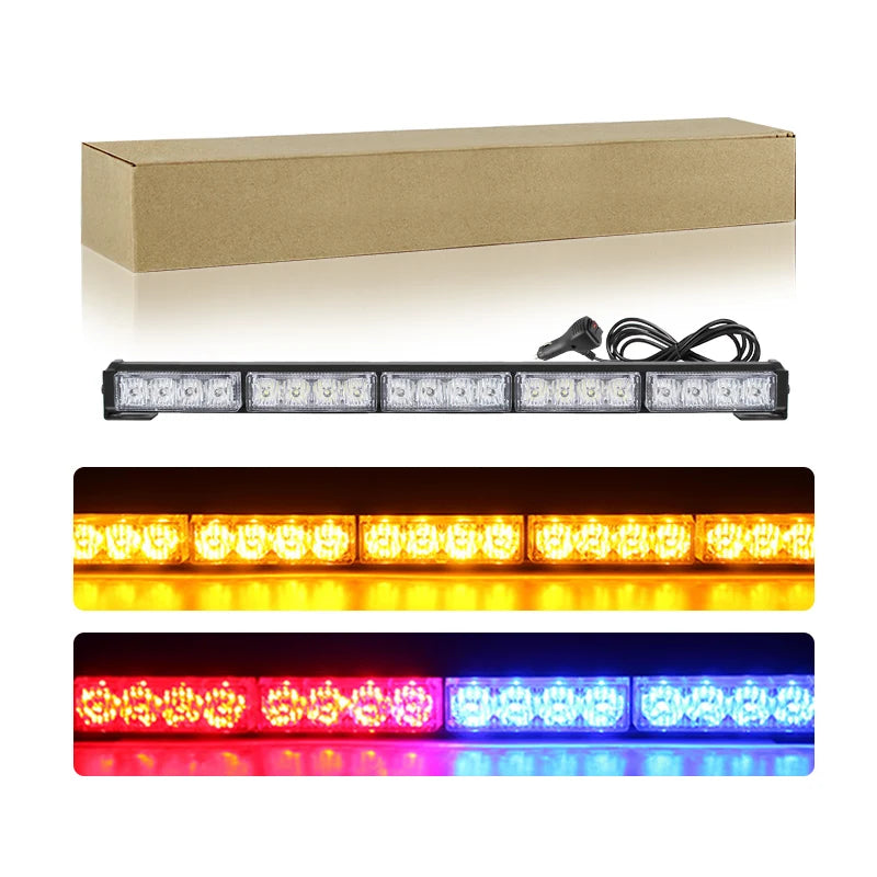 20W Car Rooftop LED Flashing Warning Light Bar Truck Offroad DRL Flashing Emergency Work Strobe Light Amber White 12V 24V