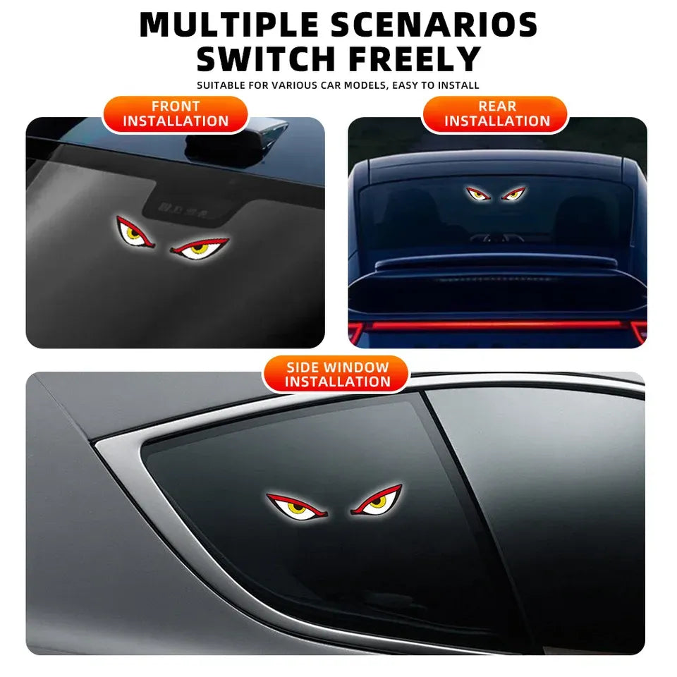 GPRGIT Devils Eye Shaped Car Window Atmosphere Lamp Suction Cup Solar/USB-C Rechargeable Red/Yellow/White Flashing Warning Light