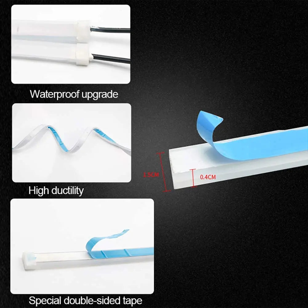 GPRGIT Universal Silicon Super Slim Free Bending RGB Car LED DRL Turn Signals 30 45 60cm Multi Color Car LED Strip Light