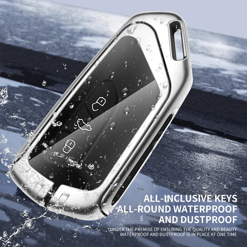 GPRGIT Car Logo Metal Leather Key Case Cover for VW Volkswagen Golf 8 MK8 2020 for Skoda Octavia A8 2021 Seat Leon MK4