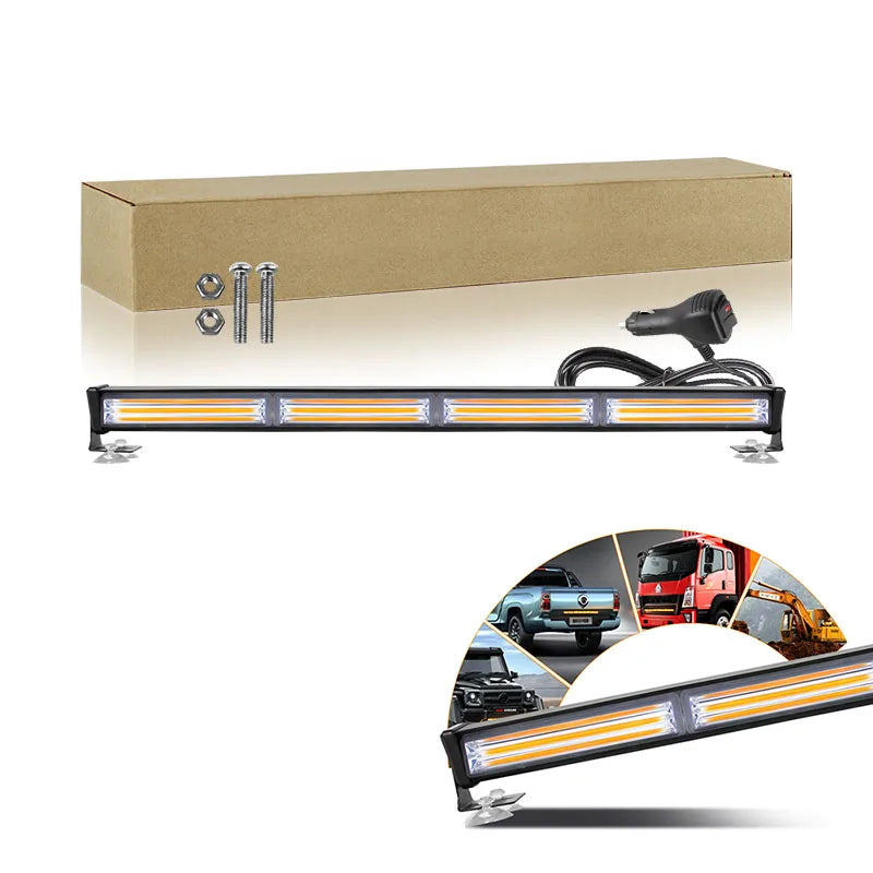 12V COB Emergency Strobe Light Bar LED Traffic Advisor Windshield Deck Flashing Warning Light for Car Truck