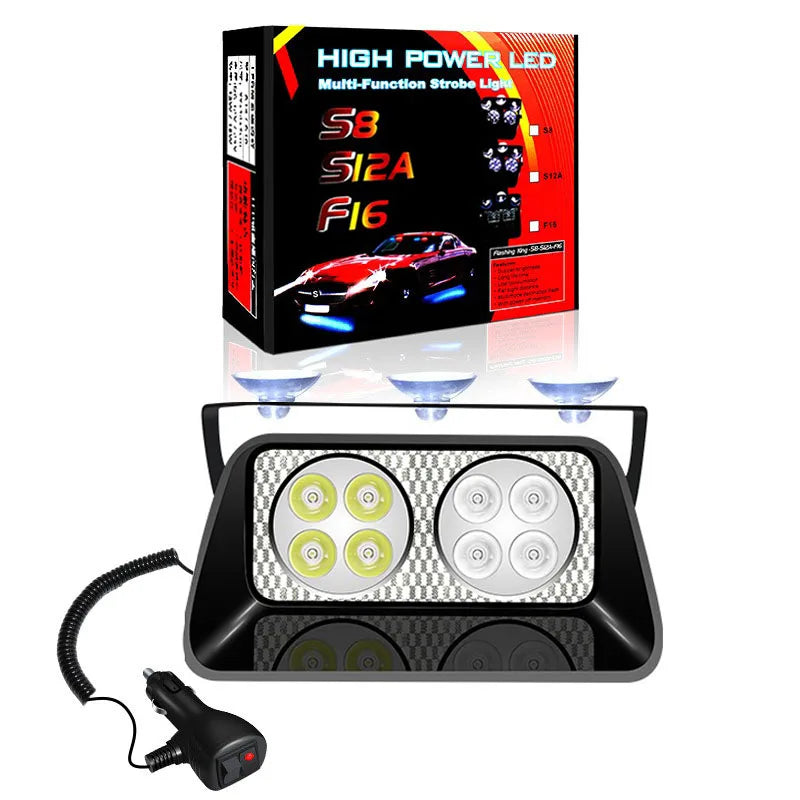 8SMD Red/Blue LED Strobe Dashboard Light with Suction Cup, Model S8