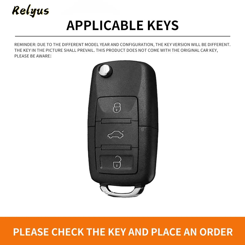 GPRGIT Car Logo Luxury Car Key Case Cover Fob Fit for VW Volkswagen Jetta Golf Beetle Rabbit Polo Tiguan Jetta Passat B5 B6 B7 Keychain