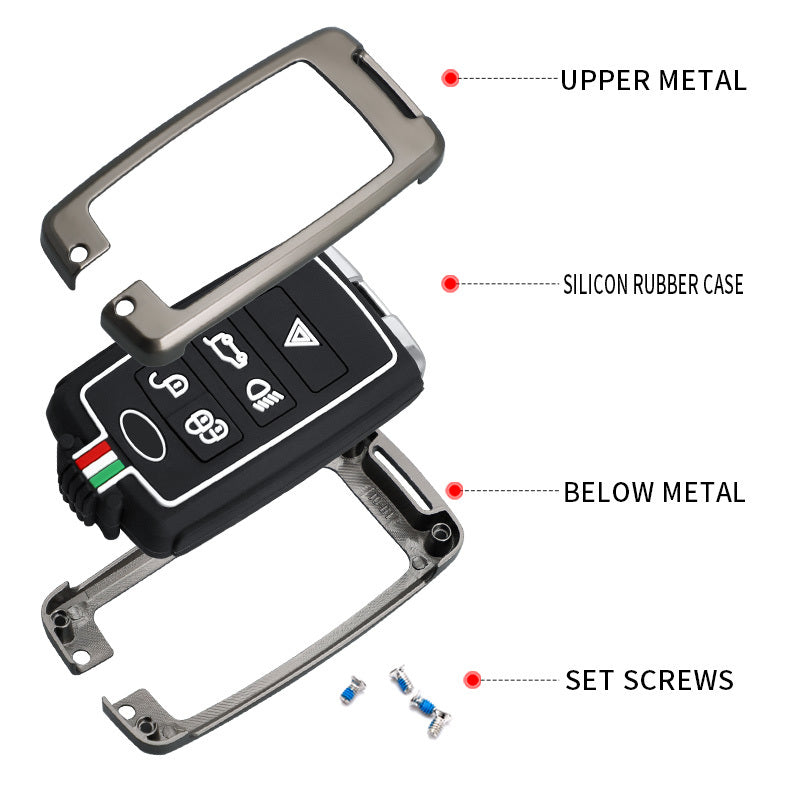 GPRGIT Zinc Alloy Car Key Case Cover Shell for Land Rover Range Rover Sport Discovery 3 4 Elander 2 Evoque 5 Buttons