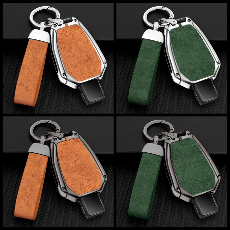 GPRGIT Metal Leather Car Logo Key Cover Case for Mercedes-Benz A/B/C/E/R Class GLA GLK GLC CLS CLA W204 W205 W212 W463 W176