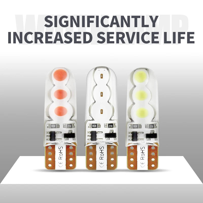 GPRGIT Car T10 LED Silicone Strobe License Plate Wedge Bulb Motorcycle Lamp White Red Blue 12V