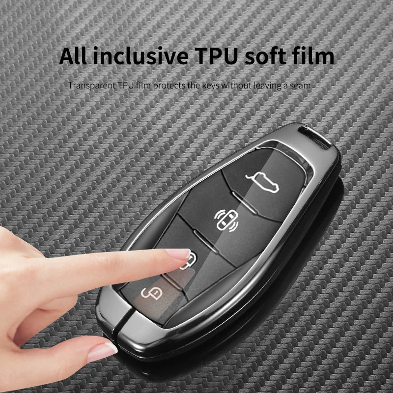 GPRGIT Carbon Fiber Metal Car Key Case Cover for Hongqi H5 H9 HS5 HS7 H7 L5 HS3 L9 Keyless Protector Holder Auto Accessories