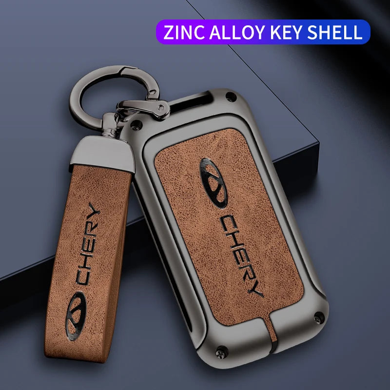 GPRGIT High Quality Zinc Alloy Leather Car Key Case Cover for Chery Tiggo 3 5X 4 8 Glx 7 2019 2020 Keyless Keychain Accessories