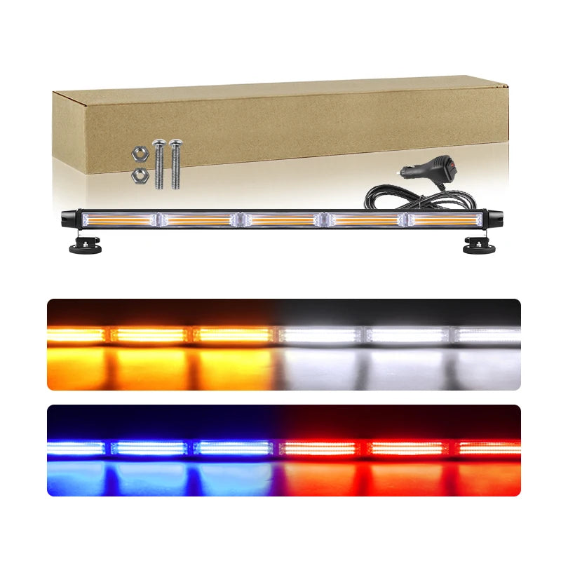 Car Led Cob Strobe Bar Lights Safety Emergency Working Light Daytime Running Lamp Bars For Offroad Truck Atv 12v 24v