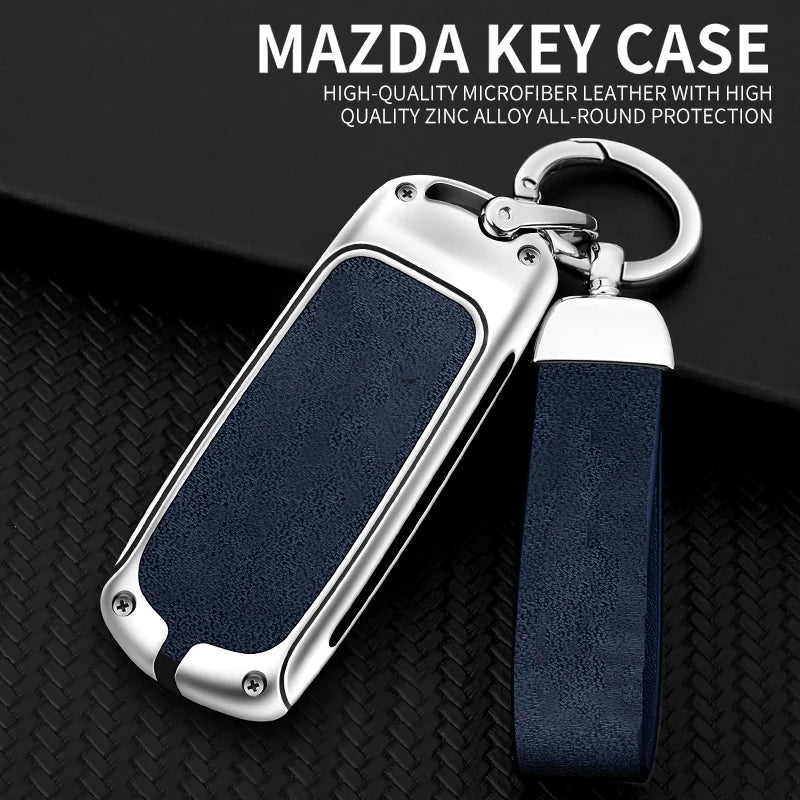 GPRGIT Metal Leather Car Logo Key Case Cover for Mazda 2 3 5 6 Demio CX-3 CX-4 CX-5 CX-7 CX-9 MX-5 Atenza Axela Keychain Accessories